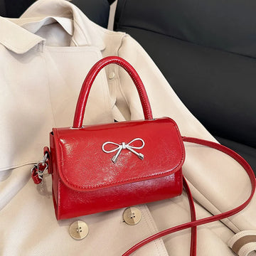 Qfdian Women Shoulder Bags New Bow Small Niche Simple High Quality Single Crossbody Bags Small Square Handbags and Purse